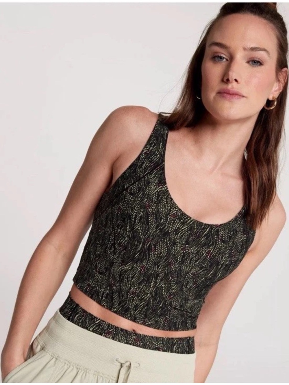 CALIA Inspire Serpent Print Scoop Neck Cropped Tank Black XL Athletic Sleeveless